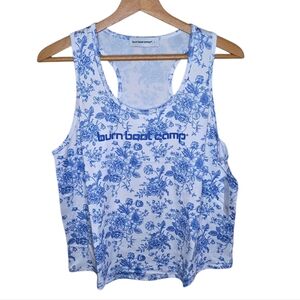 NWT Burn Boot Camp | Blue Floral Racerback Tank Top Size Large